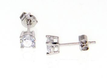 White gold single stone earrings 14k with zircon (code S169907)
